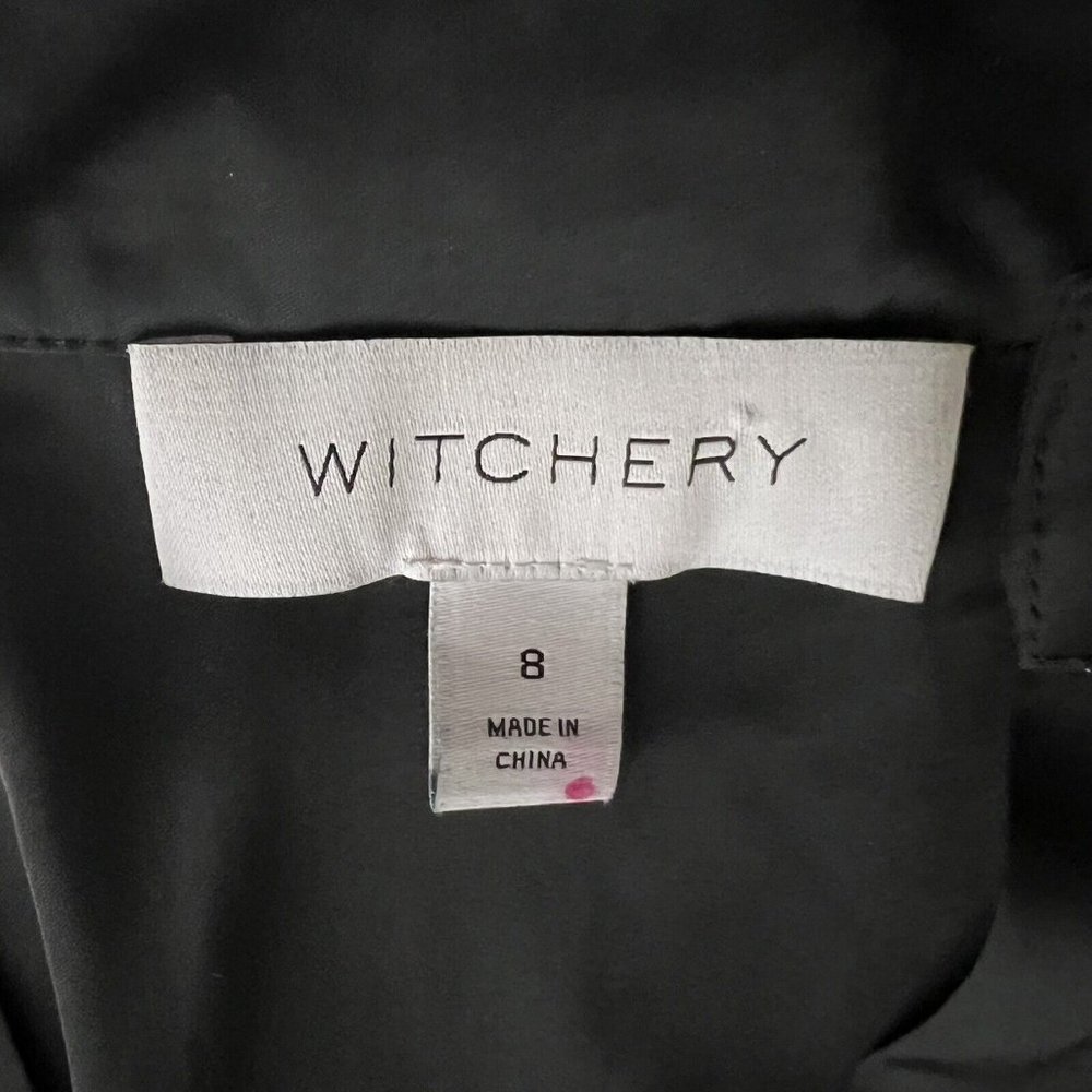 Witchery Modern Cuff Blouse Top Long Sleeve Black Satin Office Work Lux Size S 8 - Picture 9 of 13